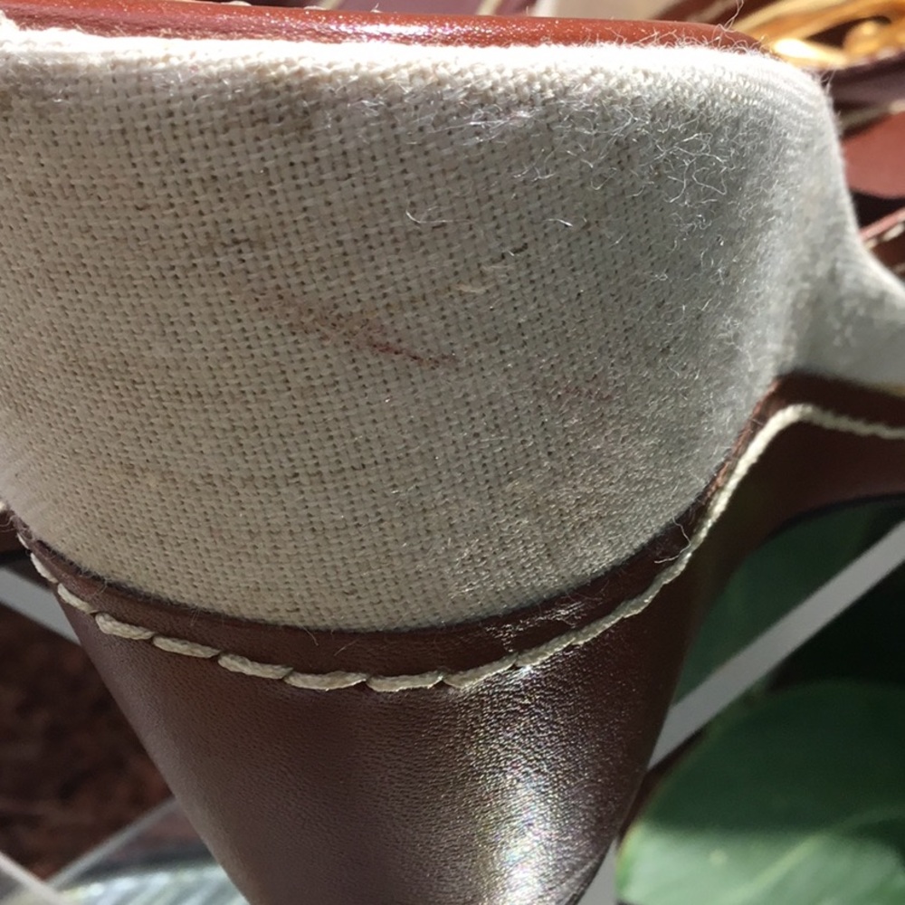 Cole Haan Kina Wedges Natural Linen/Brown leather Sandals - Picture 13 of 15